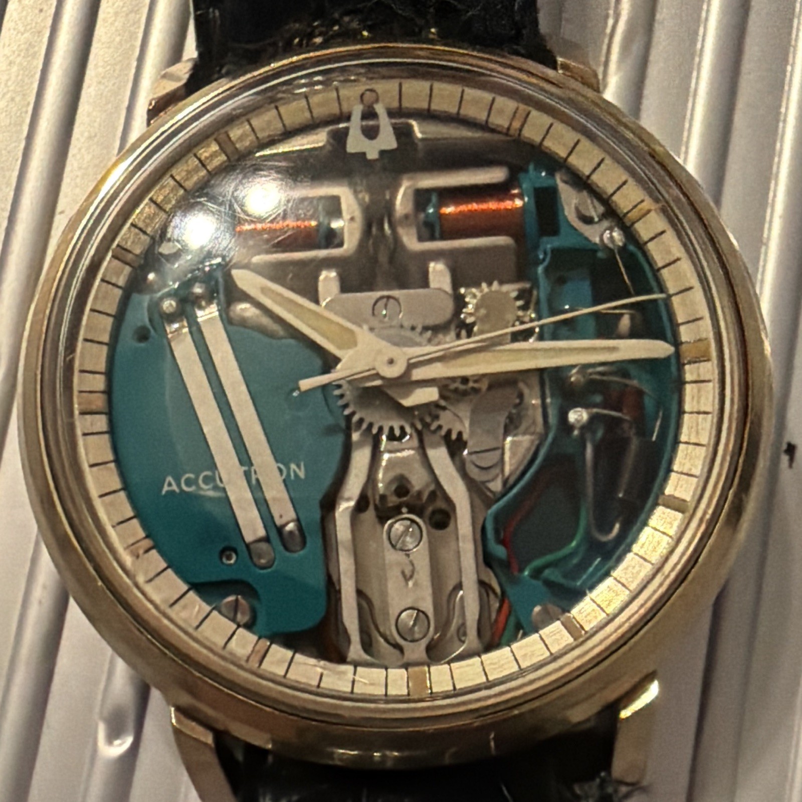 1965 M5 Bulova Accutron Spaceview 10k Gold Filled Skeleton Dial 35mm (Serviced)