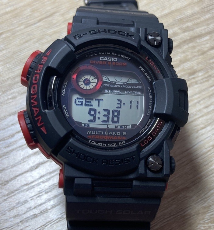 With box CASIO G SHOCK GWF 1000BS 1JF Radio Solar DLC Treatment Frogman with bac