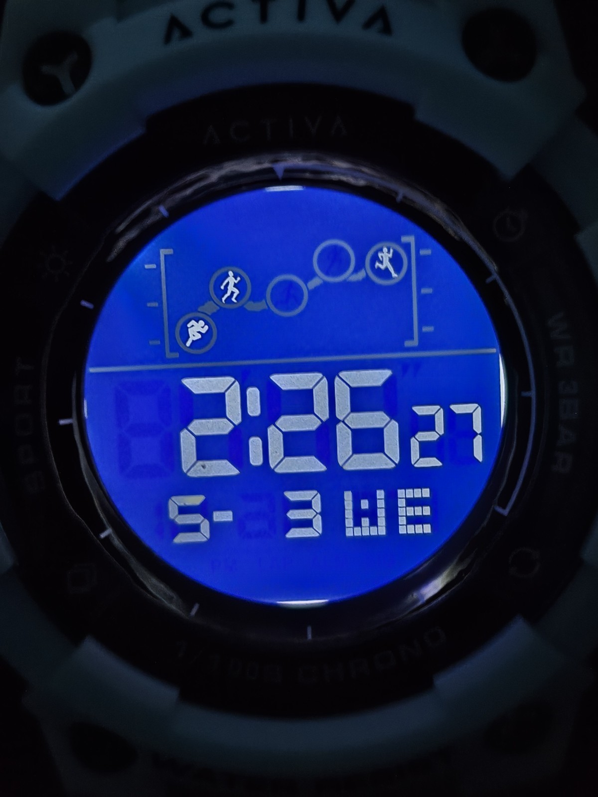Activa Digital Quartz Sport Watch Chronograph Alarm Backlight Day/Date 30m White