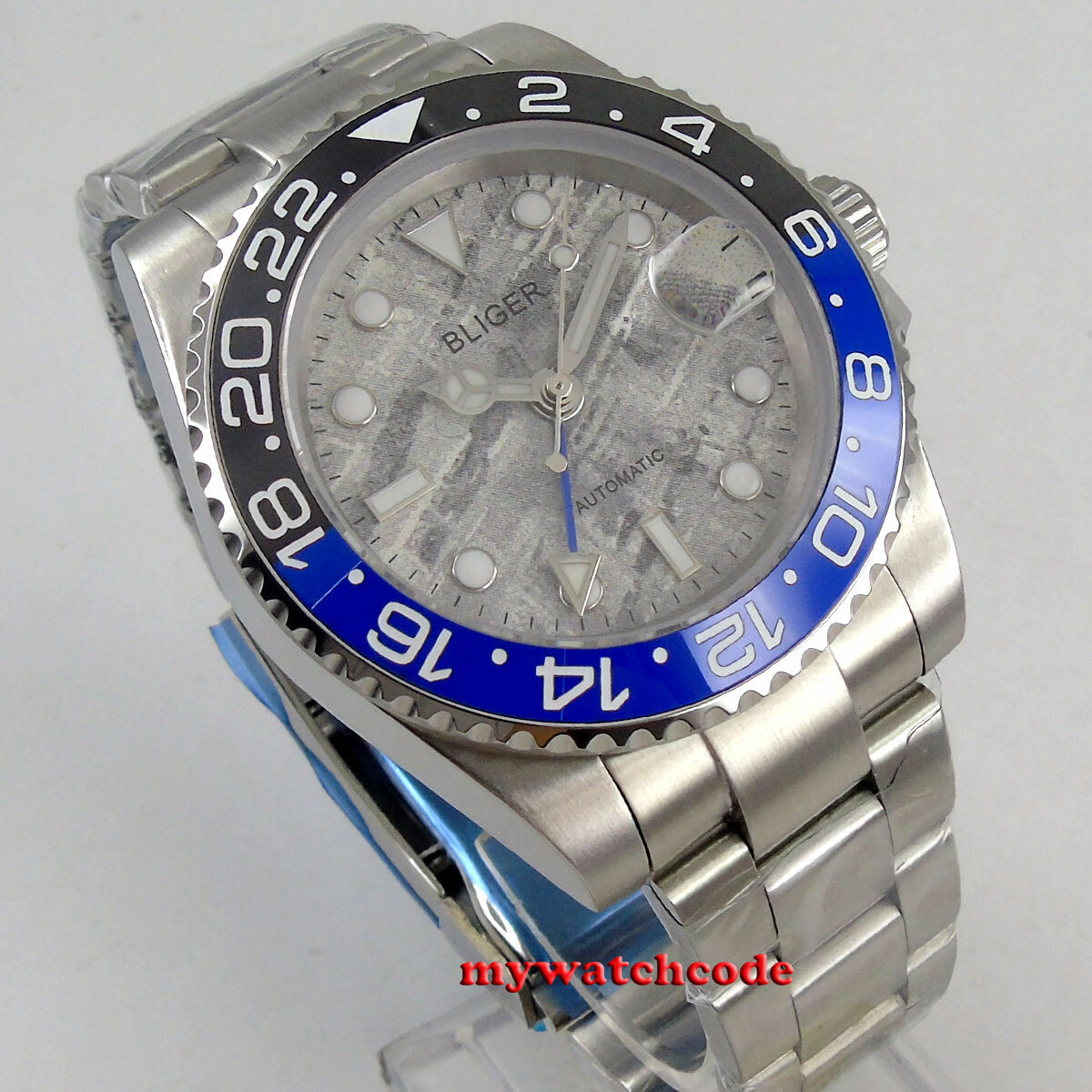 40mm bliger sterile gay dial date window Sapphire Glass GMT Automatic mens Watch