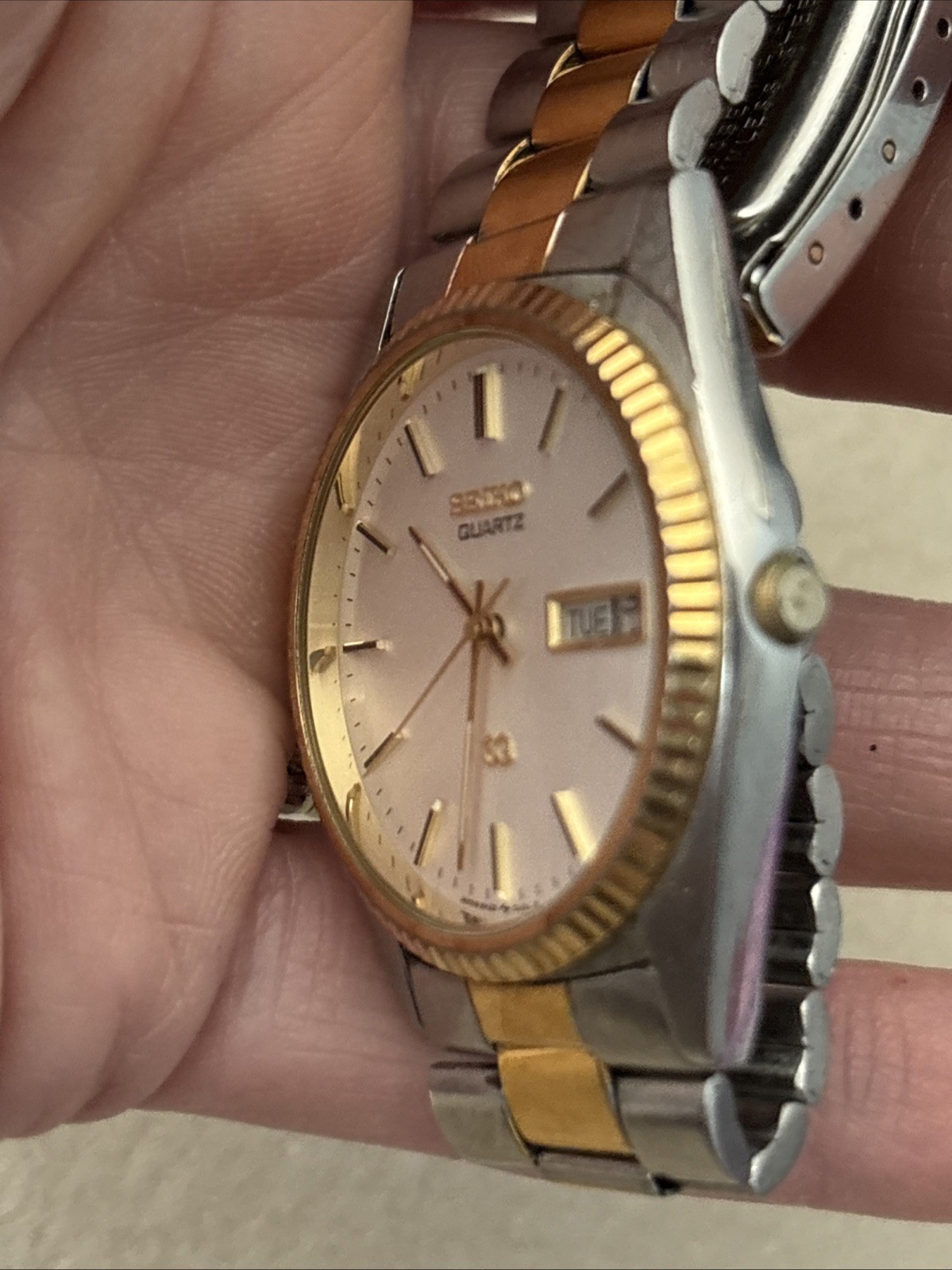 Vintage SEIKO SQ Presidential Two Tone Daydate 5H23-8029 A4 /Not Running