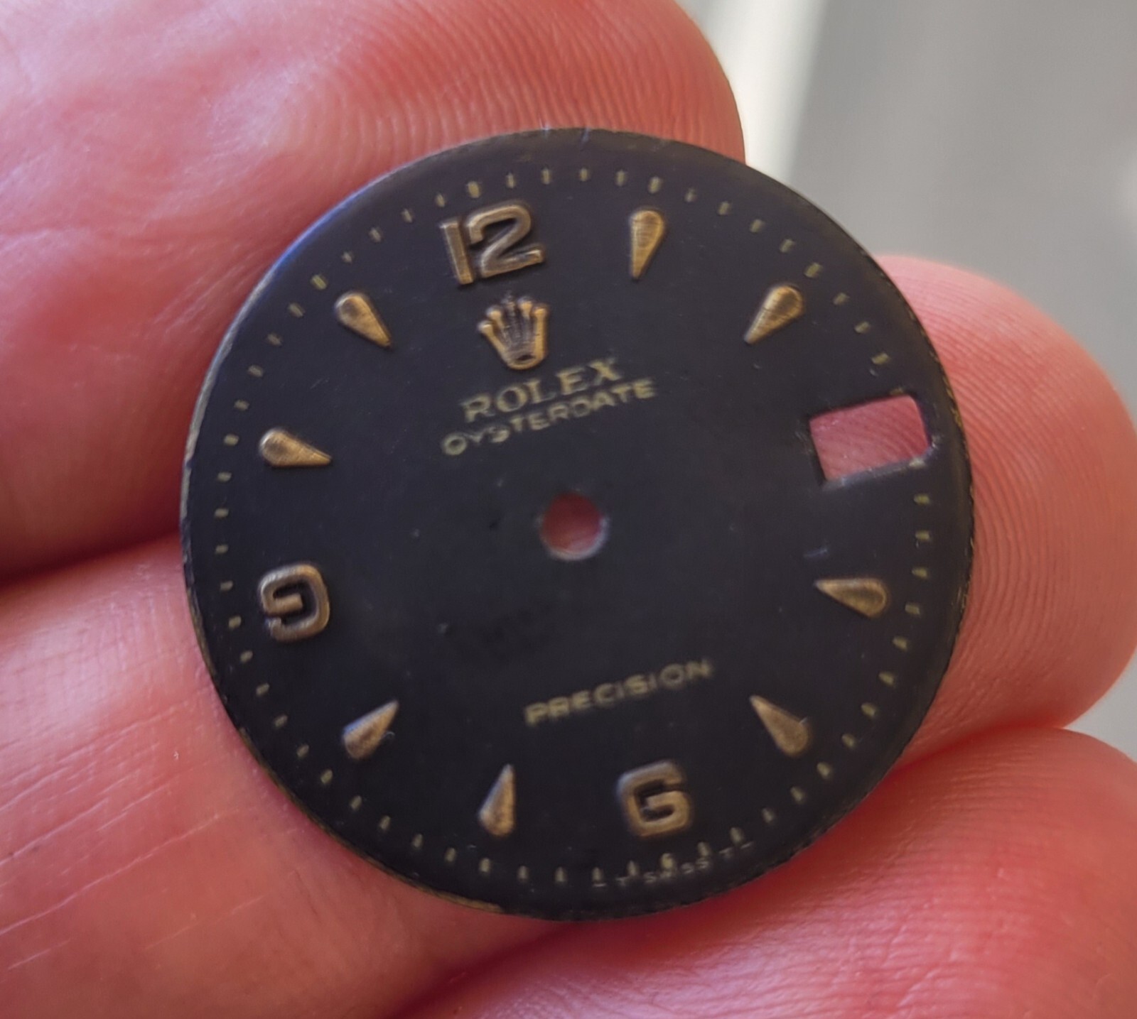Vintage rare Rolex midsize oysterdate precision black model 6466 dial 24.2 mm