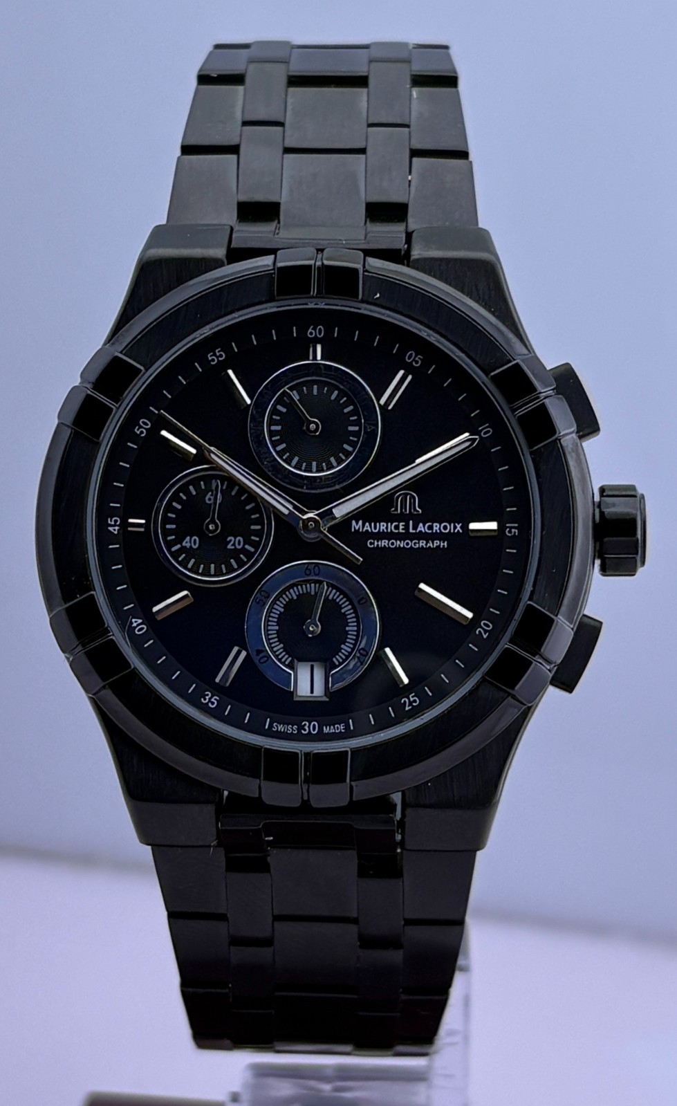 Refurbished Maurice Lacroix Aikon Chrono Quartz Black Dial Sub-Sec/Date Watch