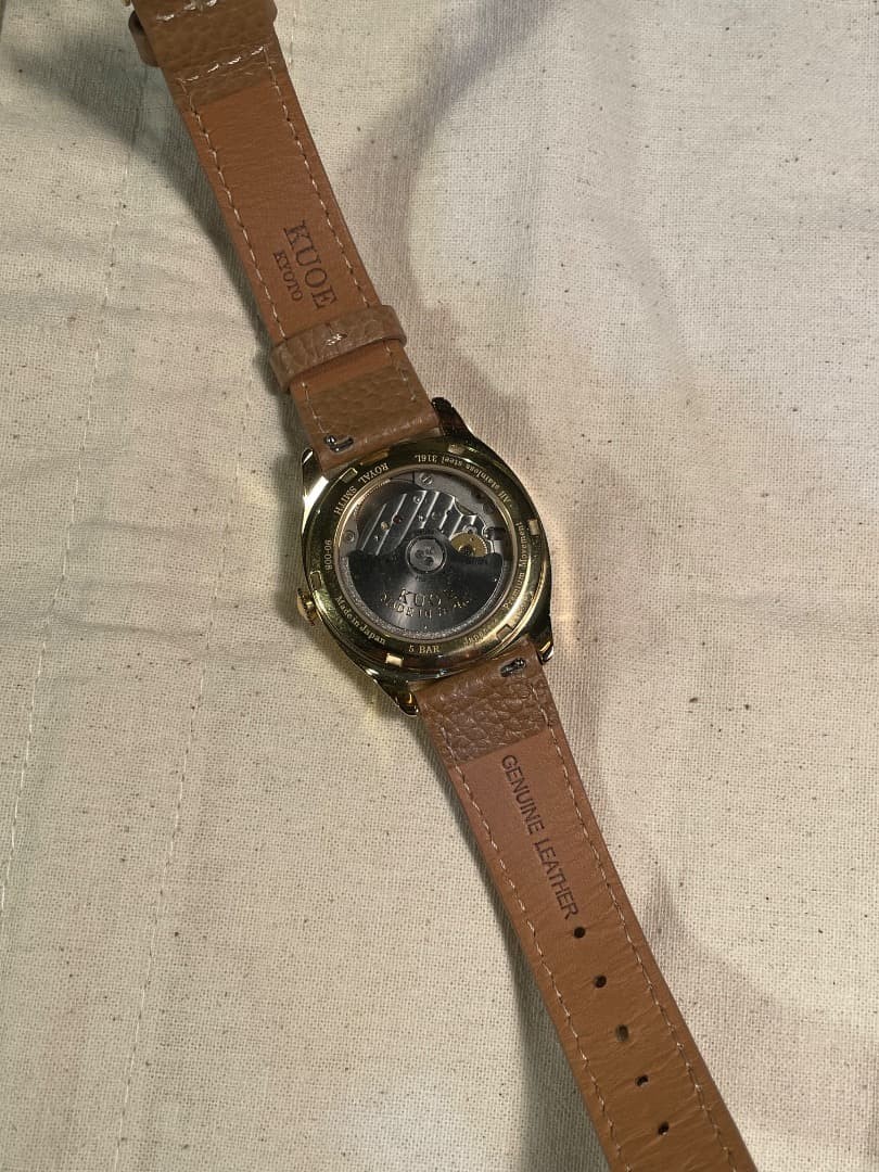 KUOE Kyoto Royal Smith 90-008 Automatic Watch Champagne Dial Beige & Black Strap