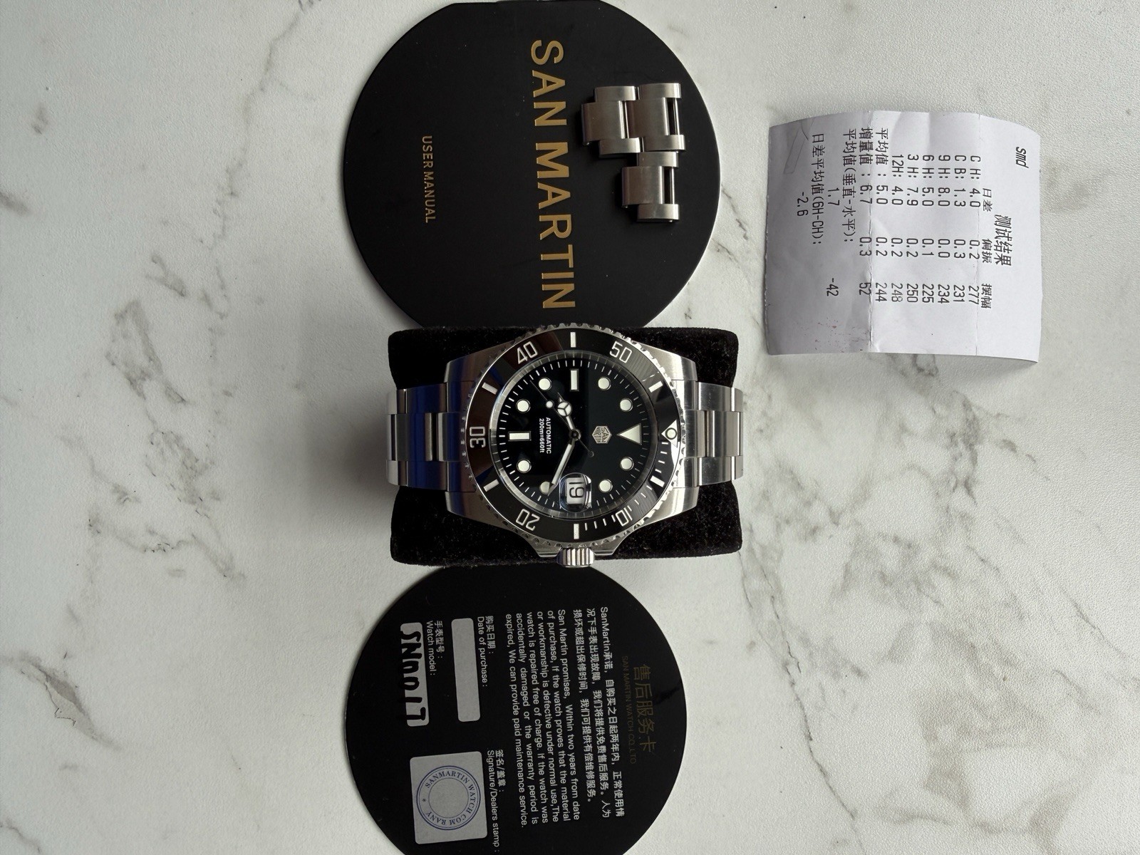 San Martin SN0017 Automatic Diver Watch 40mm Black Dial 200m Date Steel