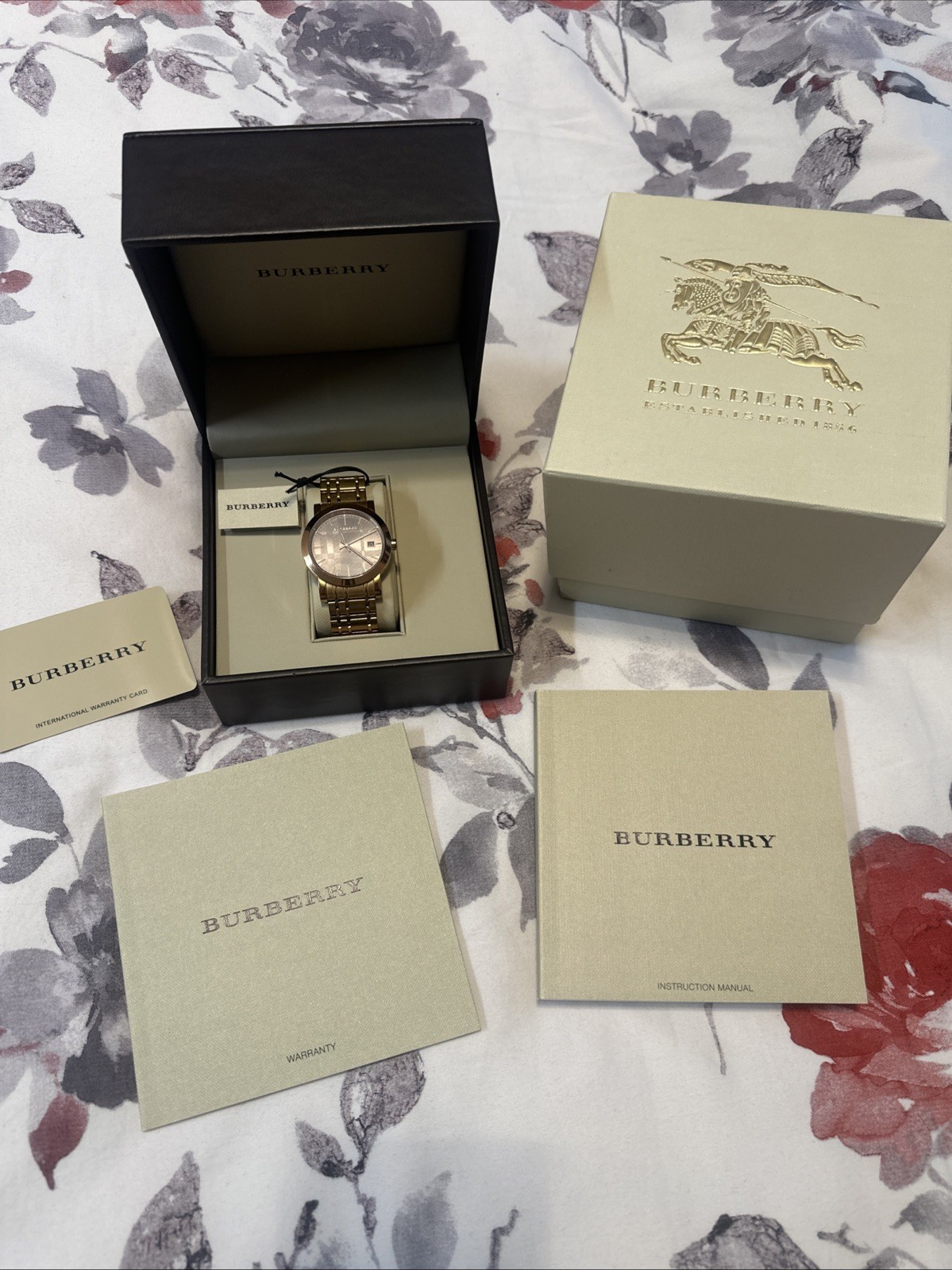 Burberry BU1861 Women’s Rose Gold Stainless Steel Watch w/ Box & Papers