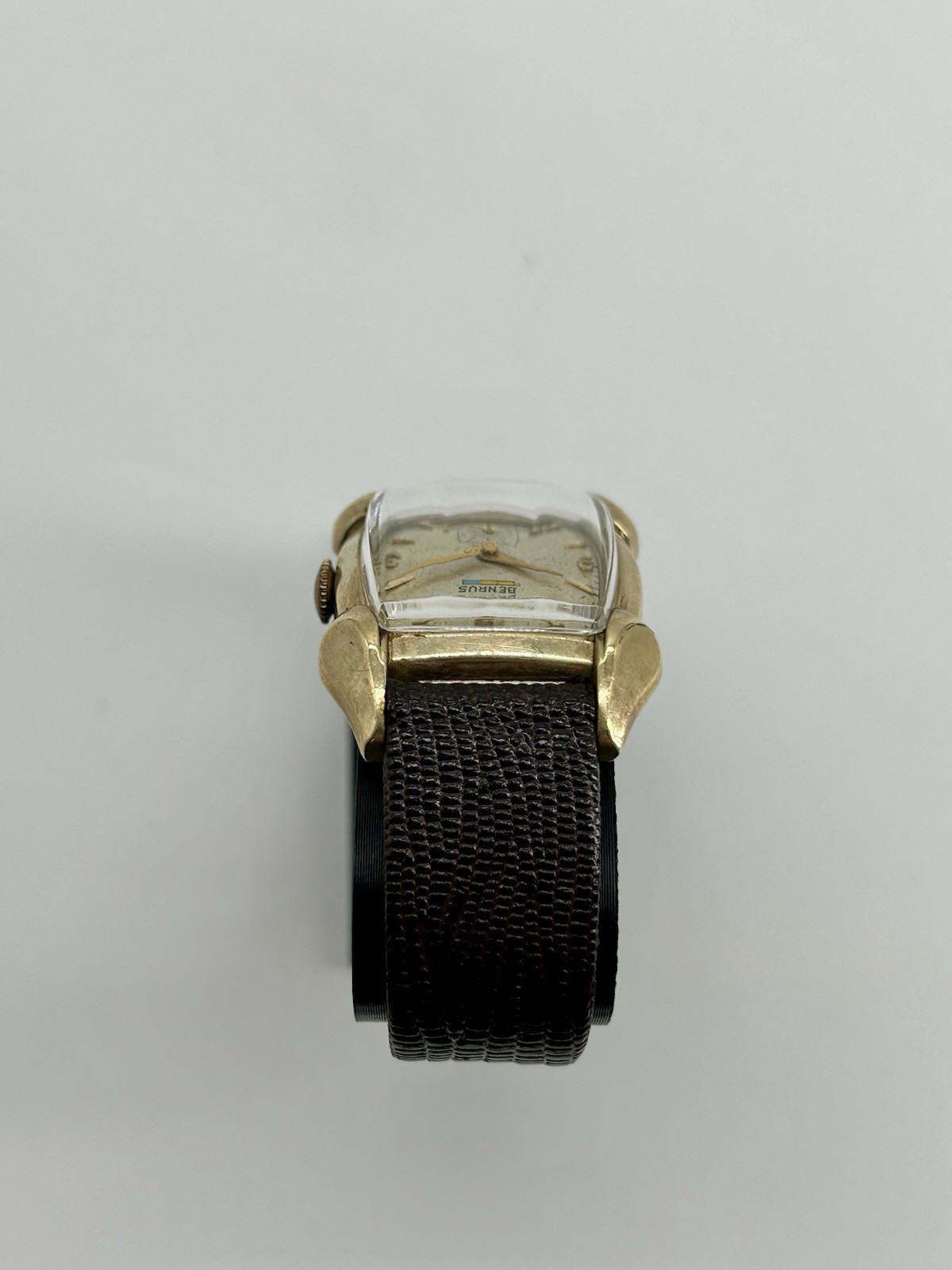 Vintage Benrus 17J Manual Wind 10K Gold Filled Horn Lug Tank Watch 26mm Runs