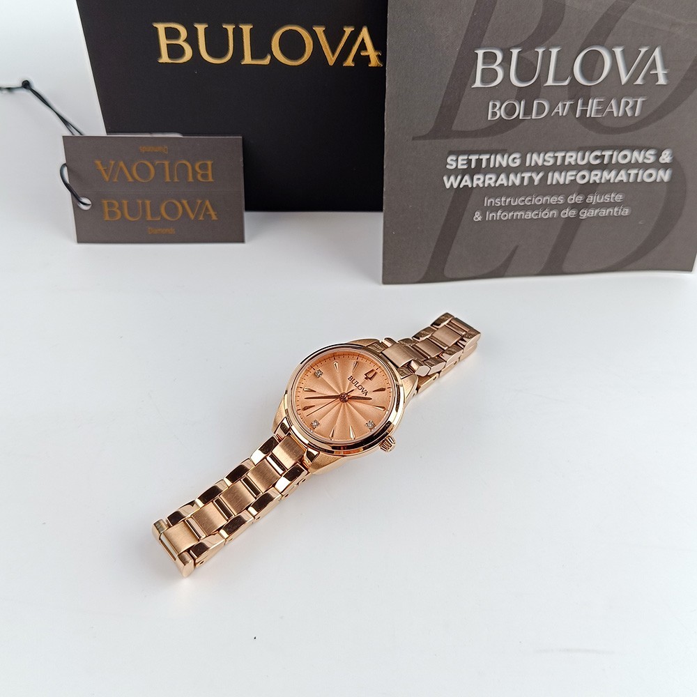 Women’s Bulova Sutton 97P151 Rose Gold Dial Bracelet Stainless Quartz Watch