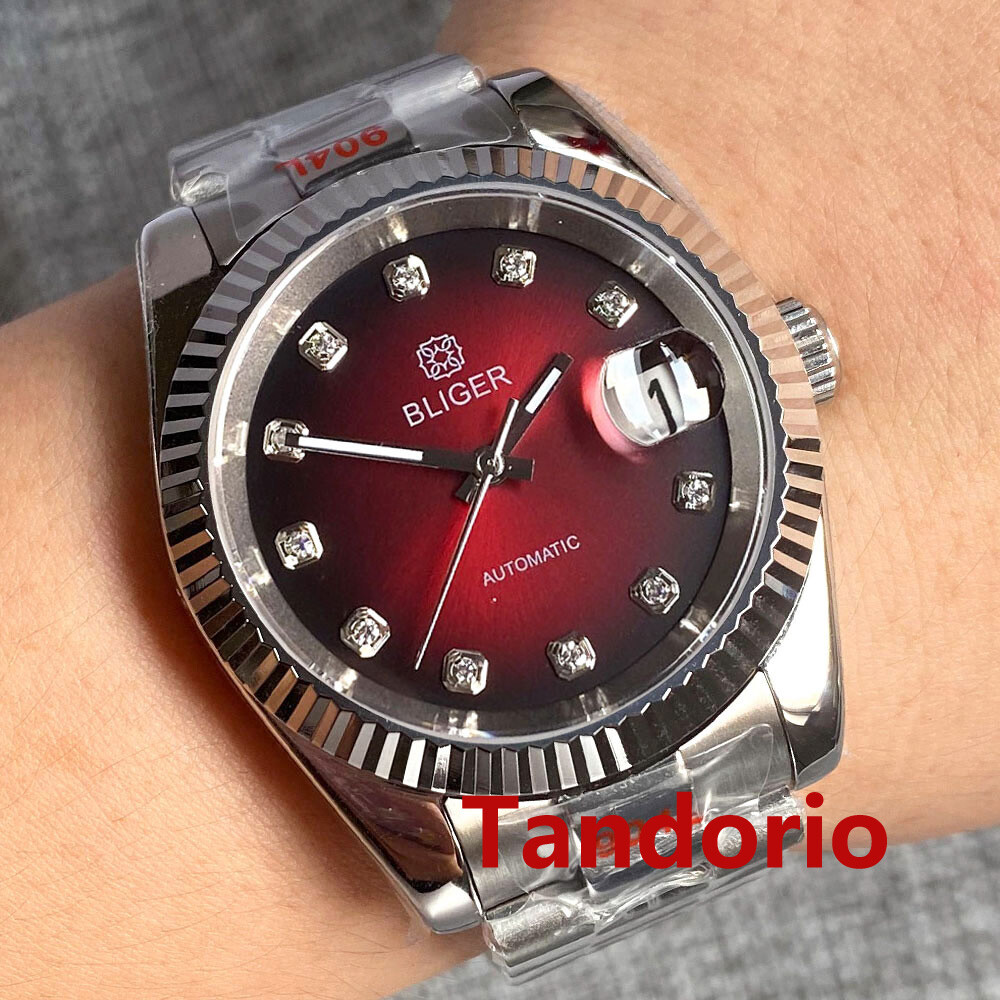 36mm/39mm Sapphire Glass Black Sterile Dial NH35 Automatic Men Watch Date Fluted