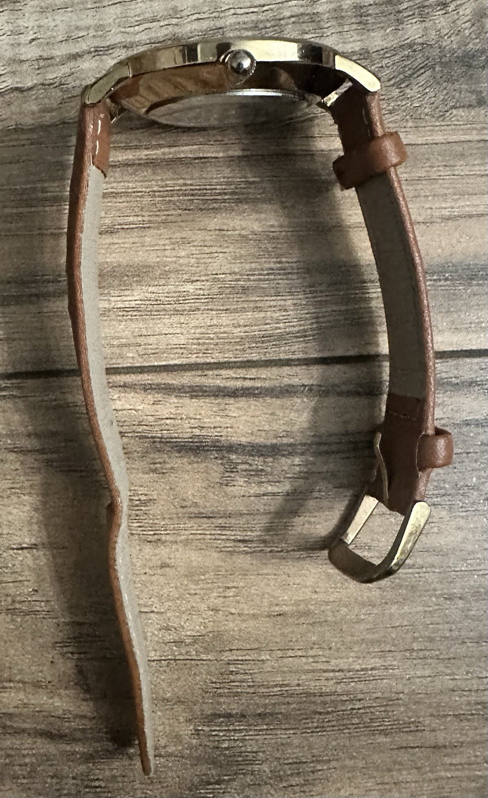 Lavaredo Quartz Gold Case Brown Leather Strap Blue Dial Watch 3 ATM