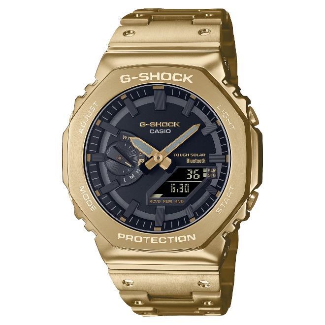 GM B2100GD 9A CASIO G SHOCK Full Metal Yellow Gold IP Bluetooth Solar Charging