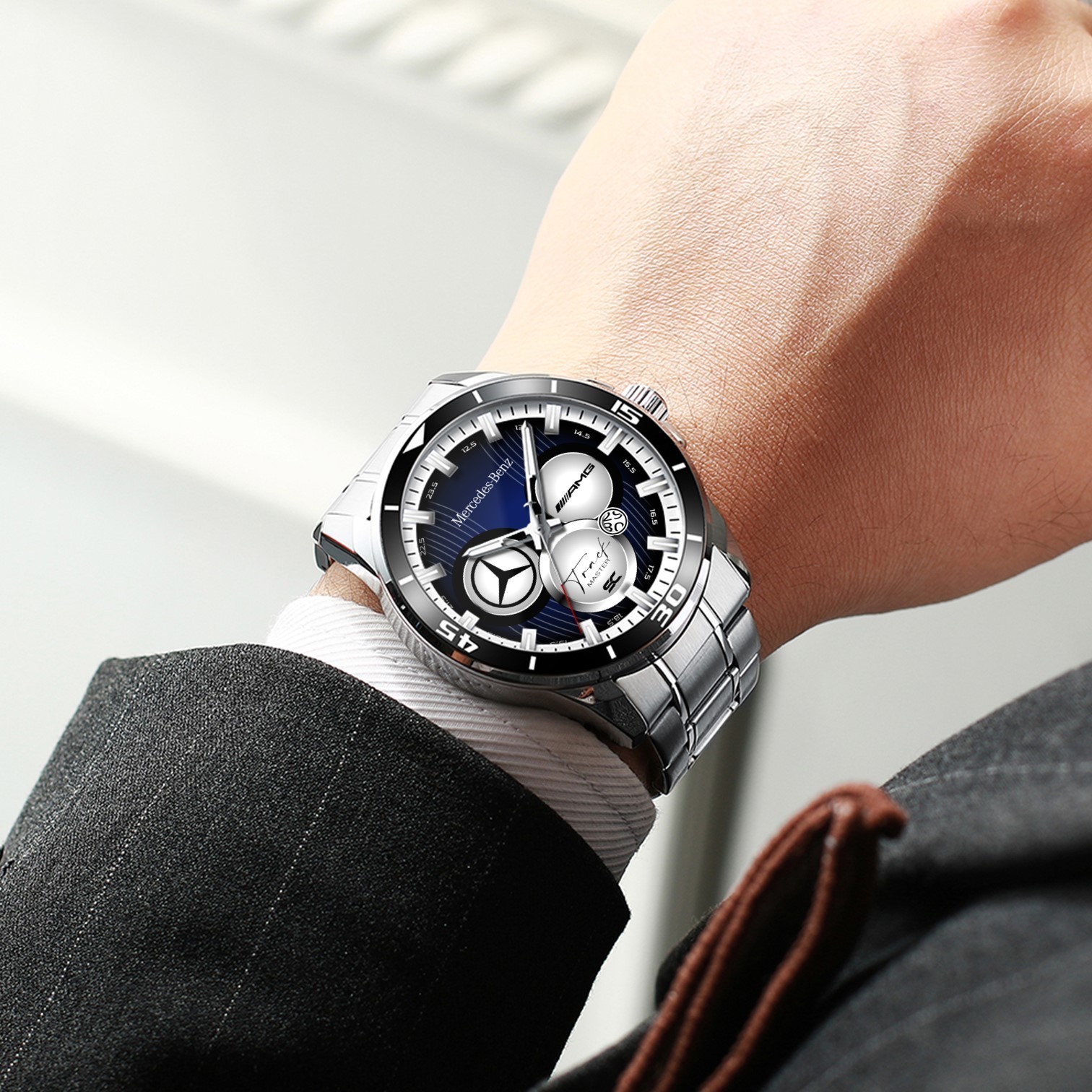 Mercedes Benz Track Master AMG Sport Steel Wrist Watch for Lovers