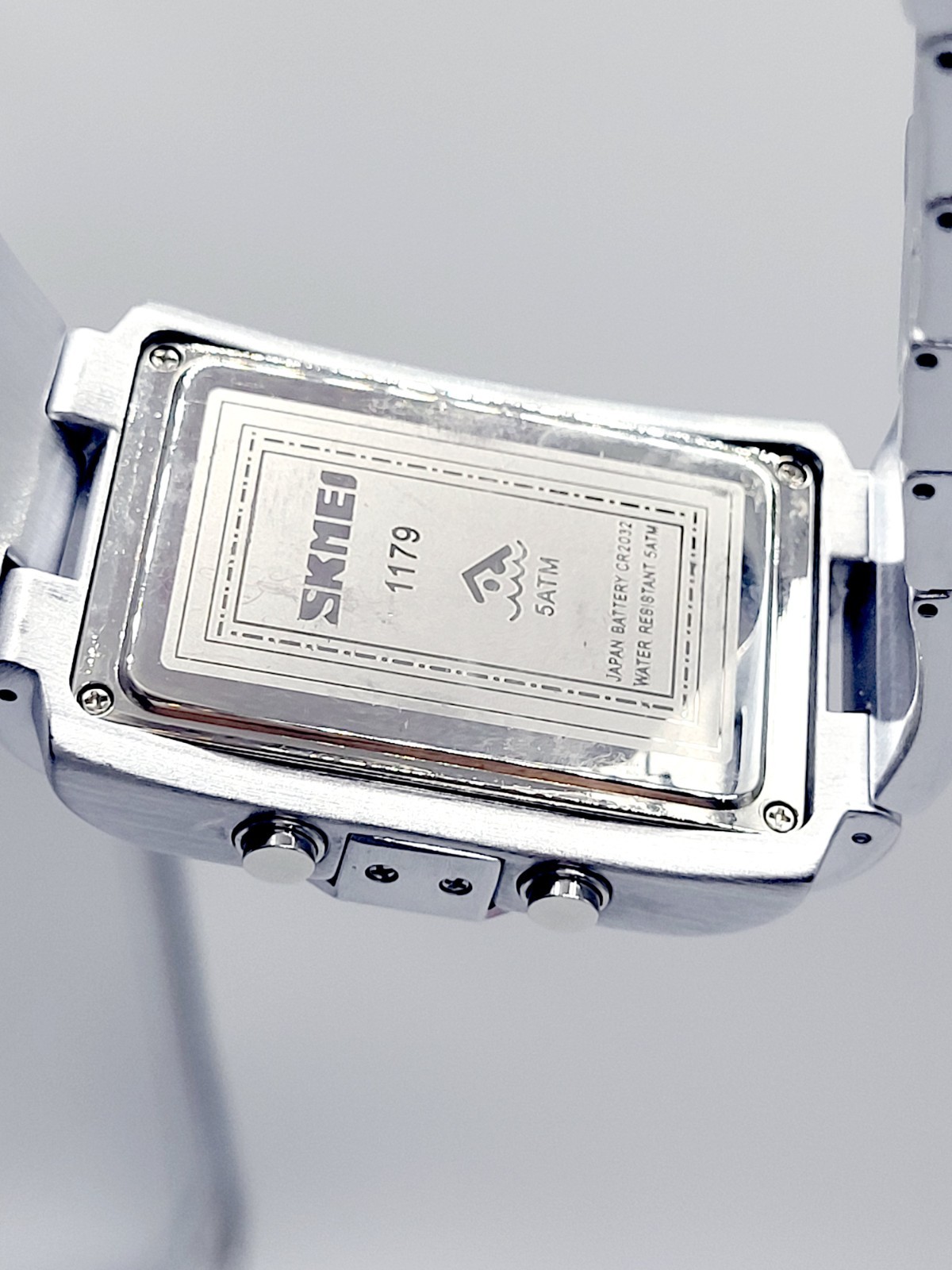 SKMEI 1179 Men’s Binary LED Watch Cyberpunk Silver Stainless Steel Digital Sport