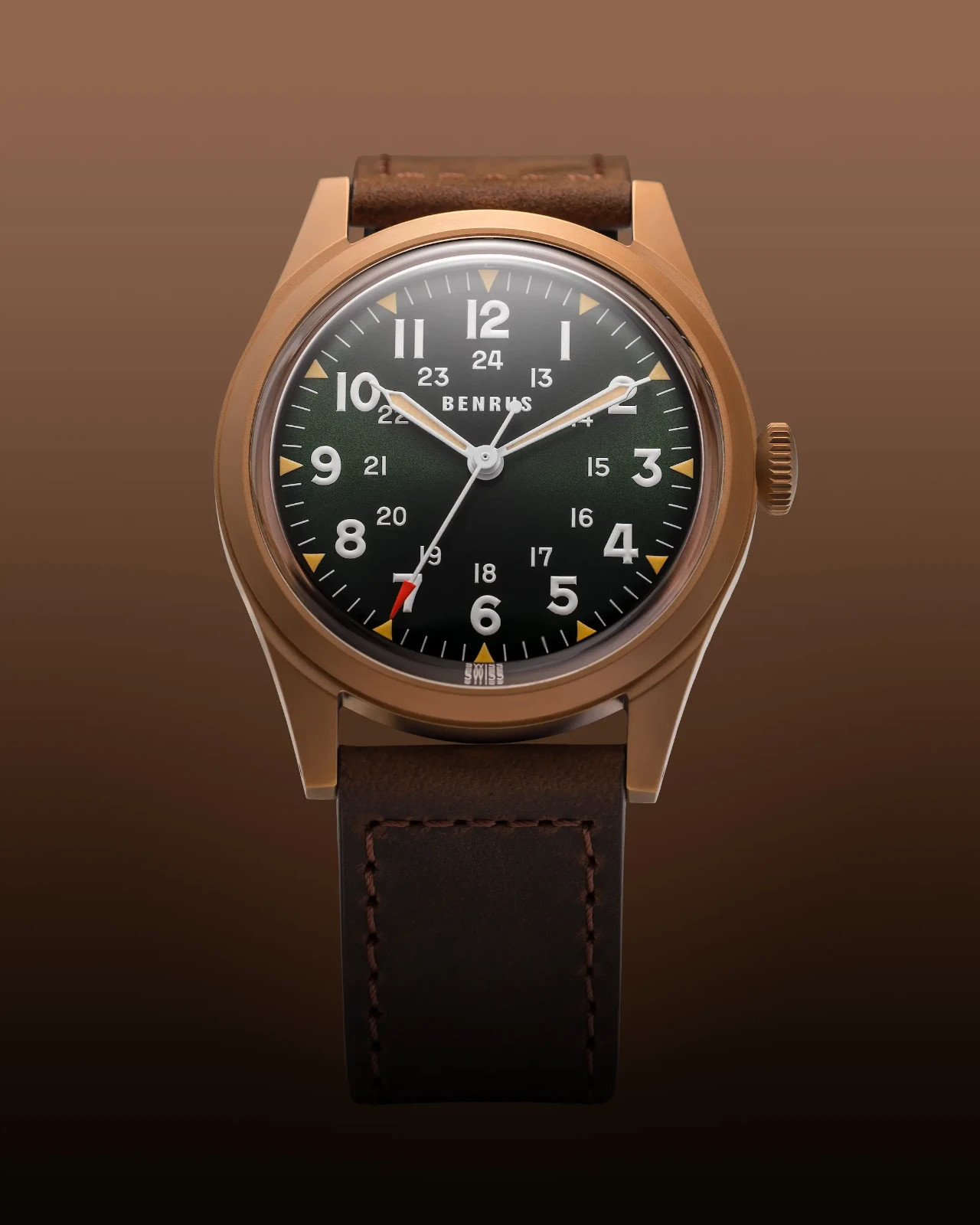 BENRUS DTU UB Bronze PVD 38mm Swiss Automatic ETA 2892 Sapphire Field Watch
