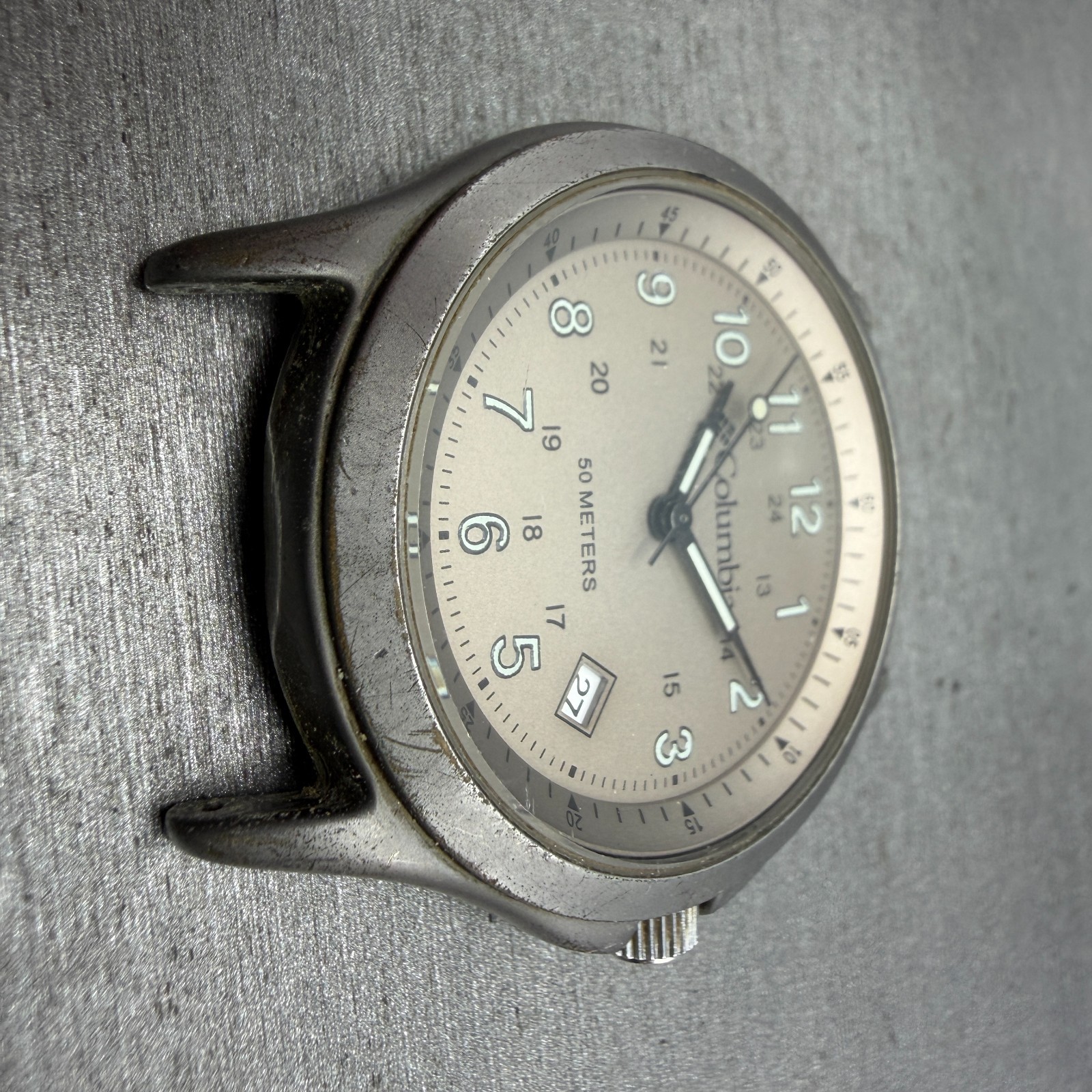 Columbia Watch Men 38mm Gray Dial Silver Tone Date Round CL-1204 New Battery