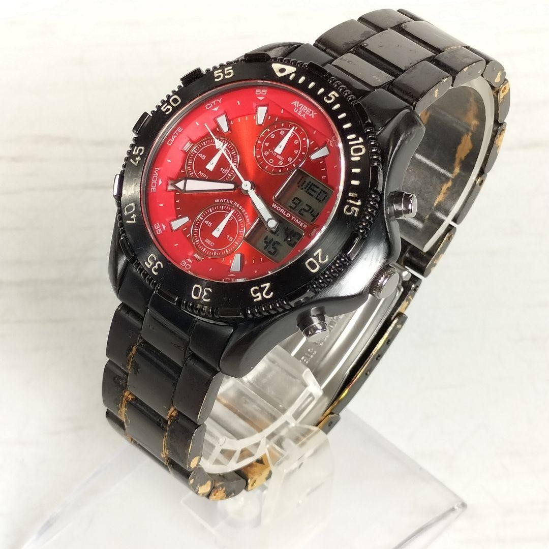 Avirex USA Ana-Digi AVX-DA7 Chronograph Quartz Military Watch Used