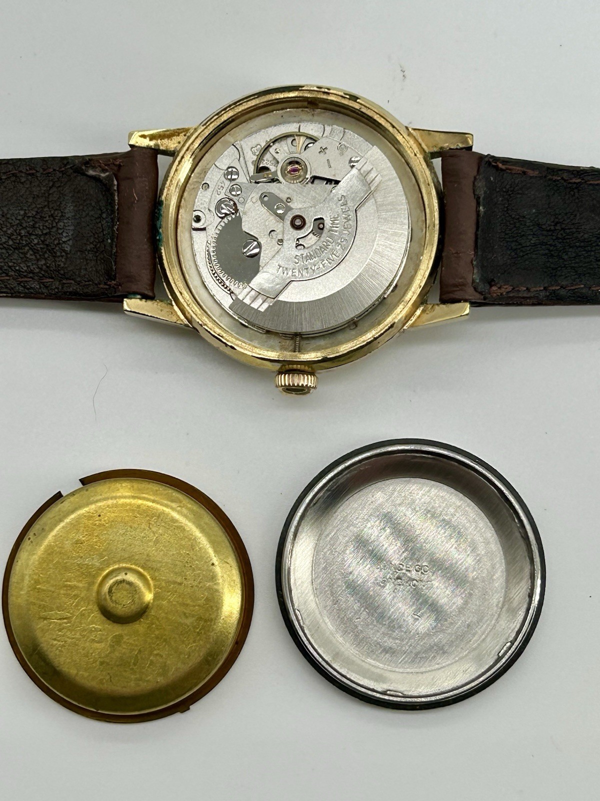 Vintage Buren Automatic 25 Jewel Date 34mm Swiss Gold Plated Original Dial Runs