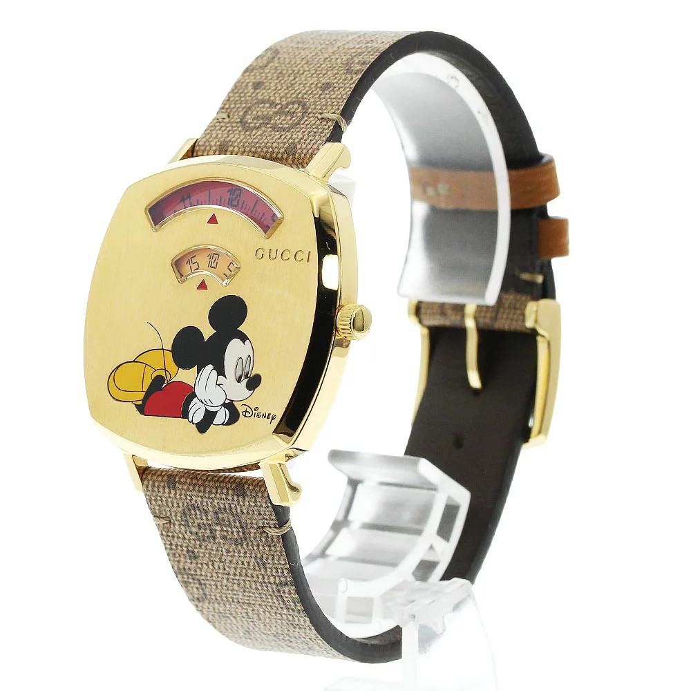 GUCCI Grip Disney Mickey Mouse YA157420 38mm Quartz Unisex Watch Box Papers