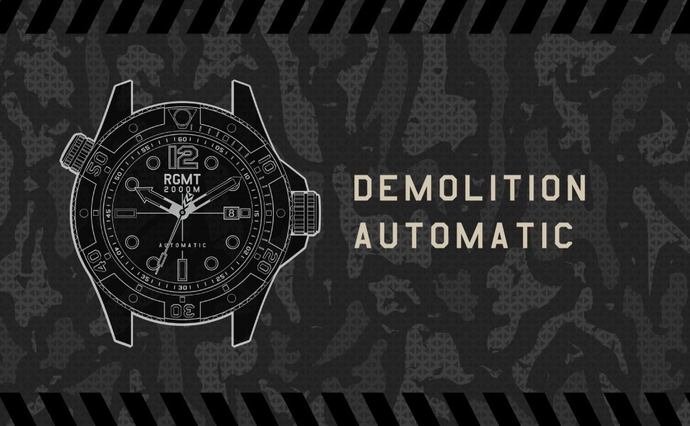 RGMT RG803744 Demolition Stainless Steel Automatic Watch 2000m $1,250 -NEW/RARE