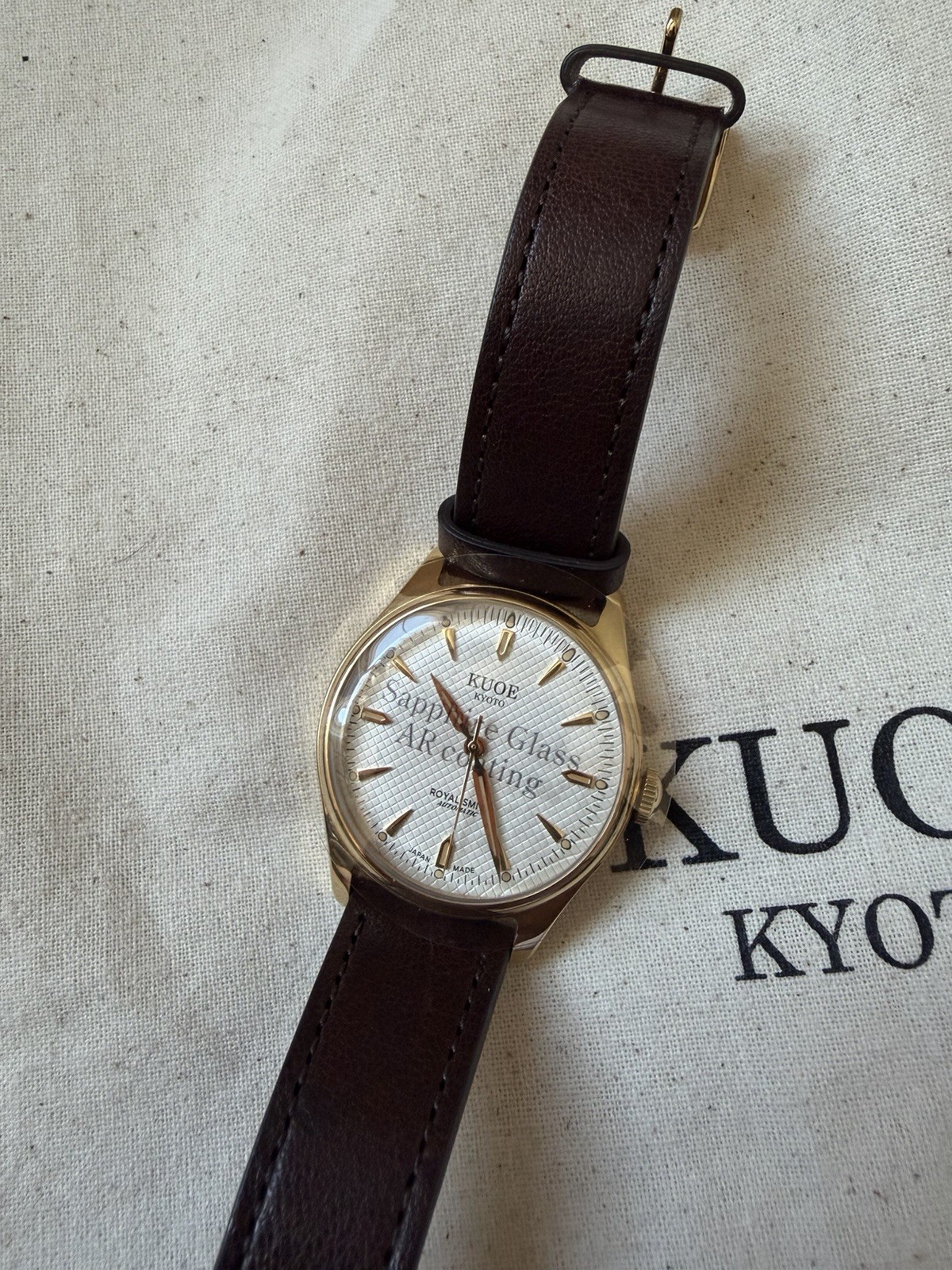 [NEAR MINT] KUOE Royal Smith 90-006 Mechanical Watch Gold Case Ivory Dial