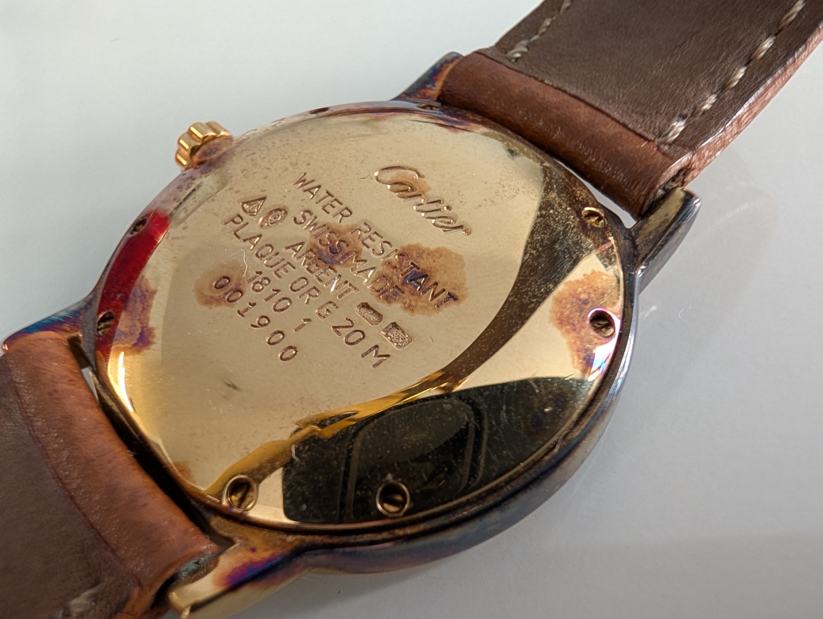 Cartier Must De Cartier Ronde 1810 1 18K Gold Silver 33mm Quartz Watch Box Paper