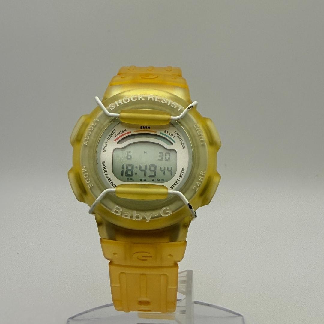 Working Baby G SHOCK RESIST Digital Watch Yellow Skeleton