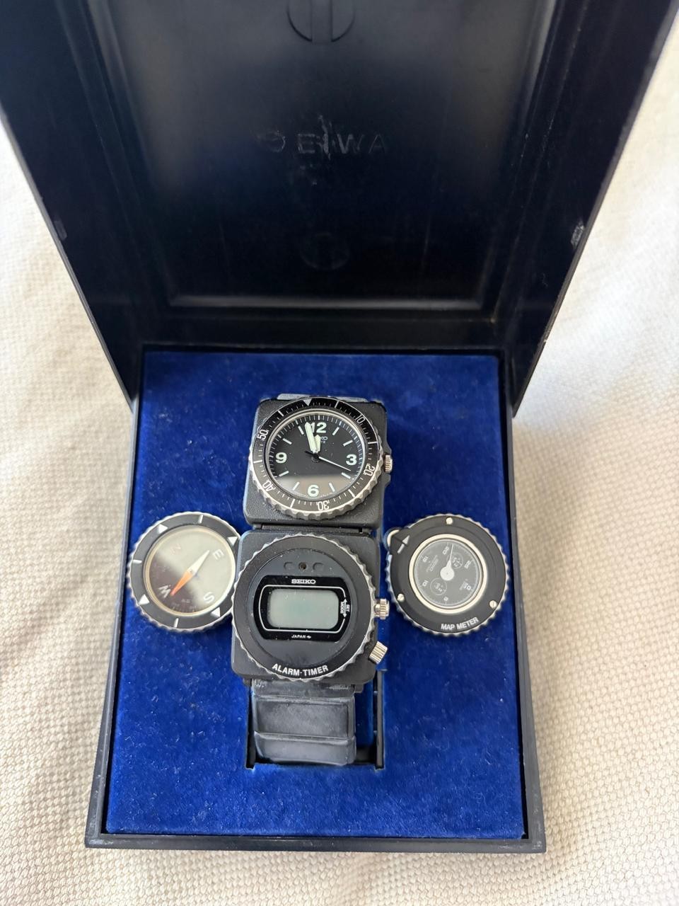 1984 Seiko Contra Fieldmaster 2C21-0080 Watch with Compass COMPLETE WITH BOX