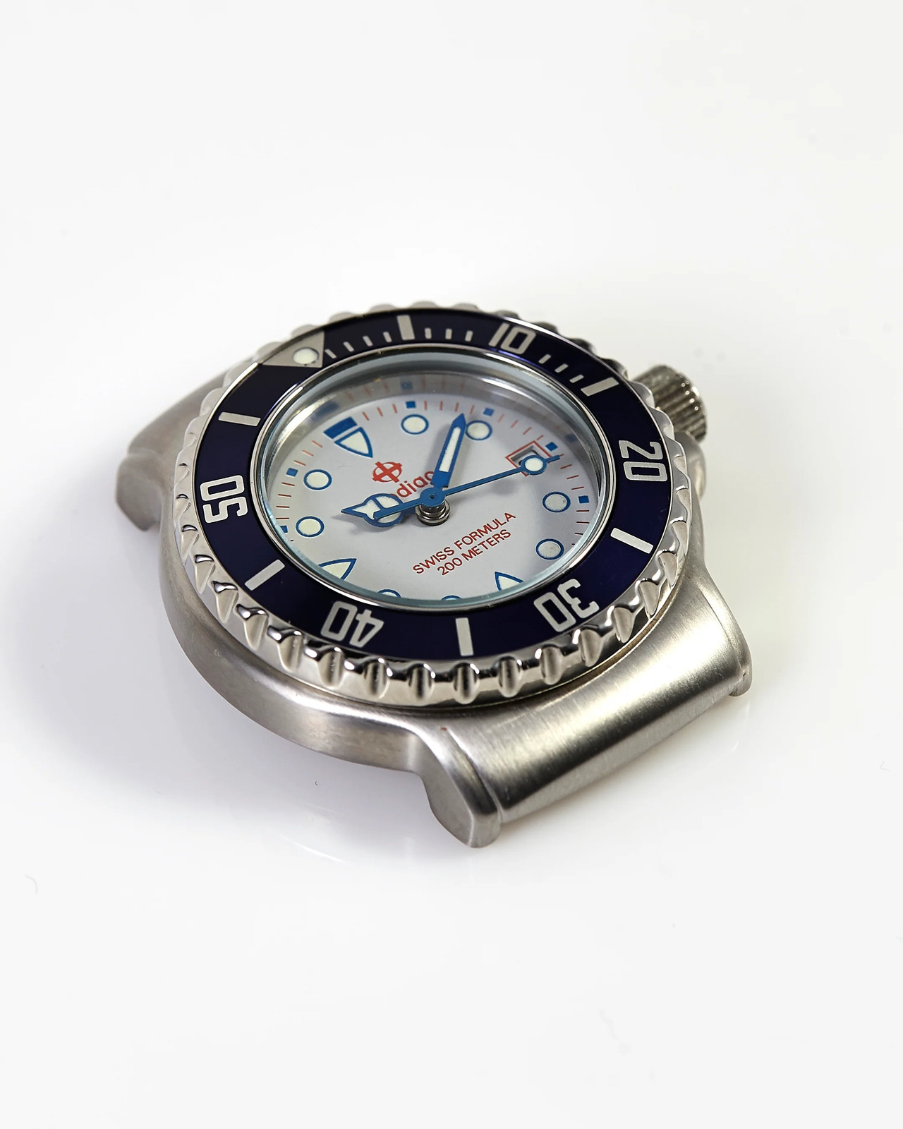 Zodiac Rare NOS Ladies 30mm Swiss Formula 200m Diving Watch Head with Blue Bezel