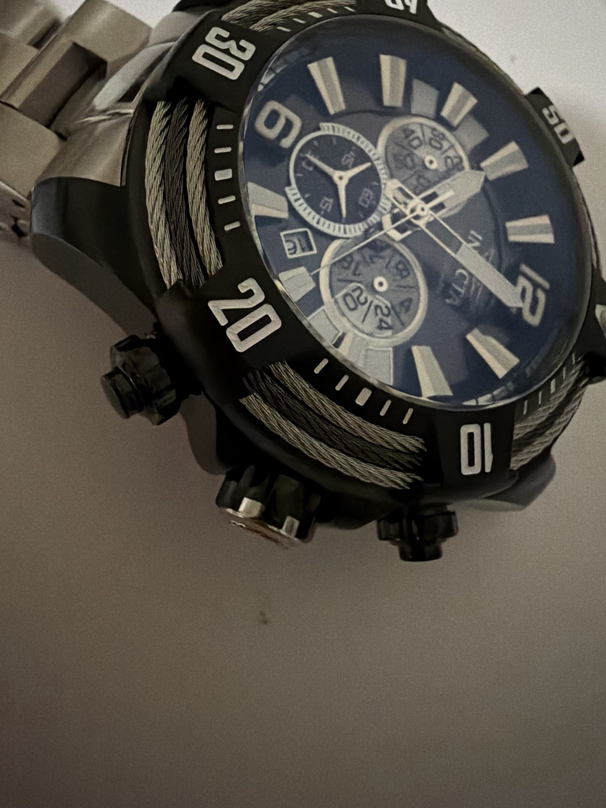 Invicta Bolt Men’s Quartz Chronograph Date 100m Black Dial Steel Bracelet