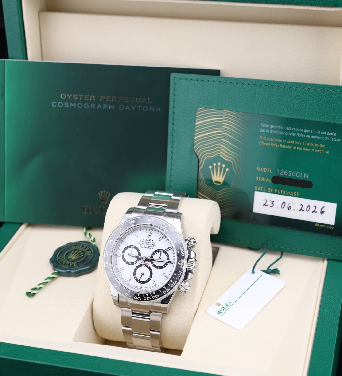 2026 Factory Stickers Rolex Daytona Panda White Dial Oyster 126500LN Full Set