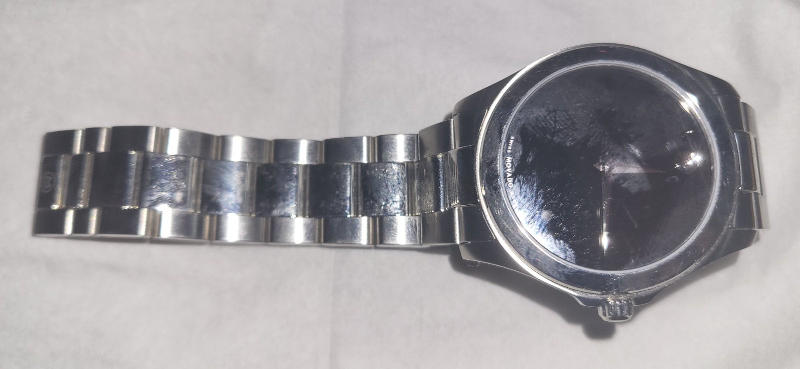 Movado Museum Black Dial Swiss Quartz Watch Silver Stainless Steel Bracelet