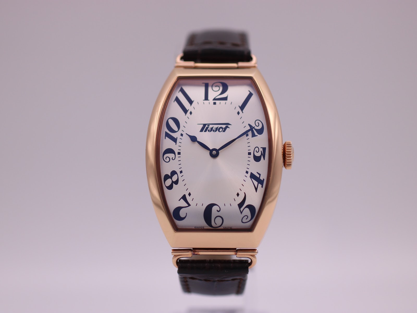 Tissot T128509 A tonneau rose gold PVD quartz watch with cream dial, original bo