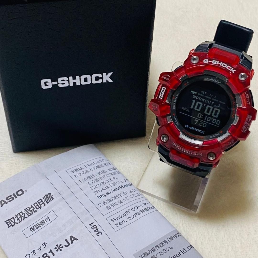 CASIO G-SHOCK G-SQUAD GBD-100SM-4A1JF Digital Watch Clear Red Black Used Japan