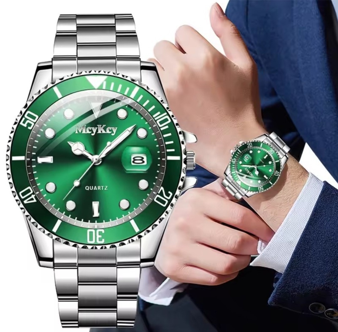 1pcs men’s luxury watch business style daily quartz watch silver