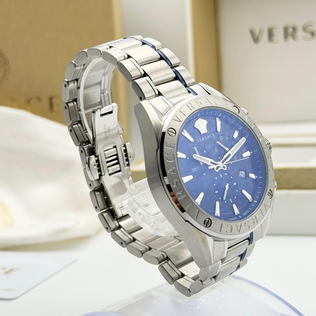 Versace V-Chrono VEHB00519 Blue Date Working Men’s Quartz Watch Authentic Boxed