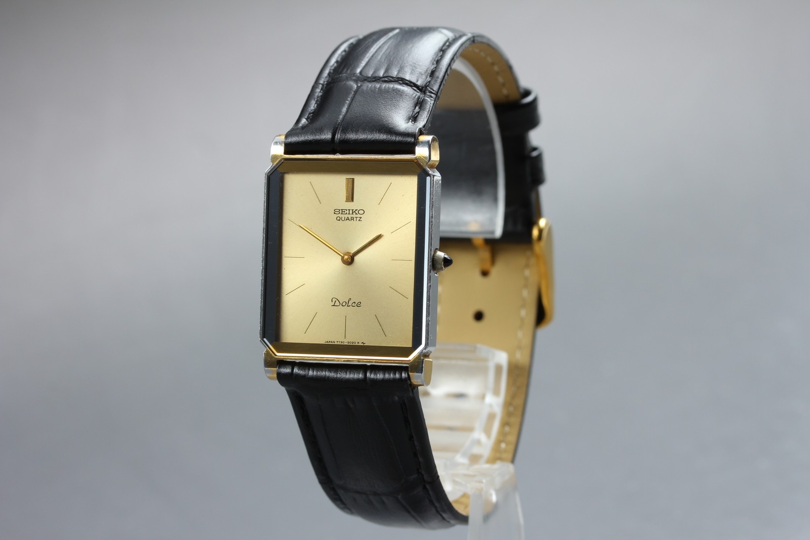 [Exc+5] SEIKO Dolce 7730-5020 25mm Gold Dial Quartz Men’s Vintage Watch JAPAN
