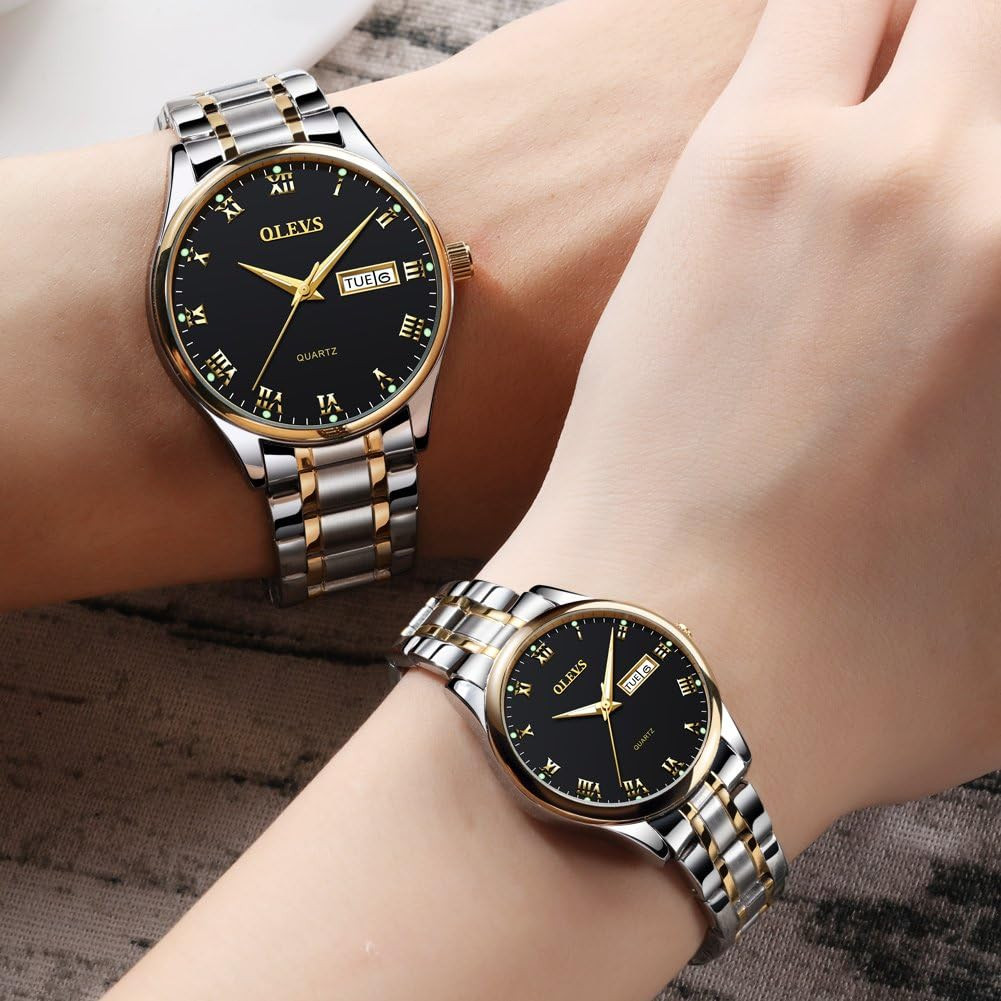 Valentines Couple Pair Quartz Watches Luminous Calendar Date Window 3ATM Waterpr