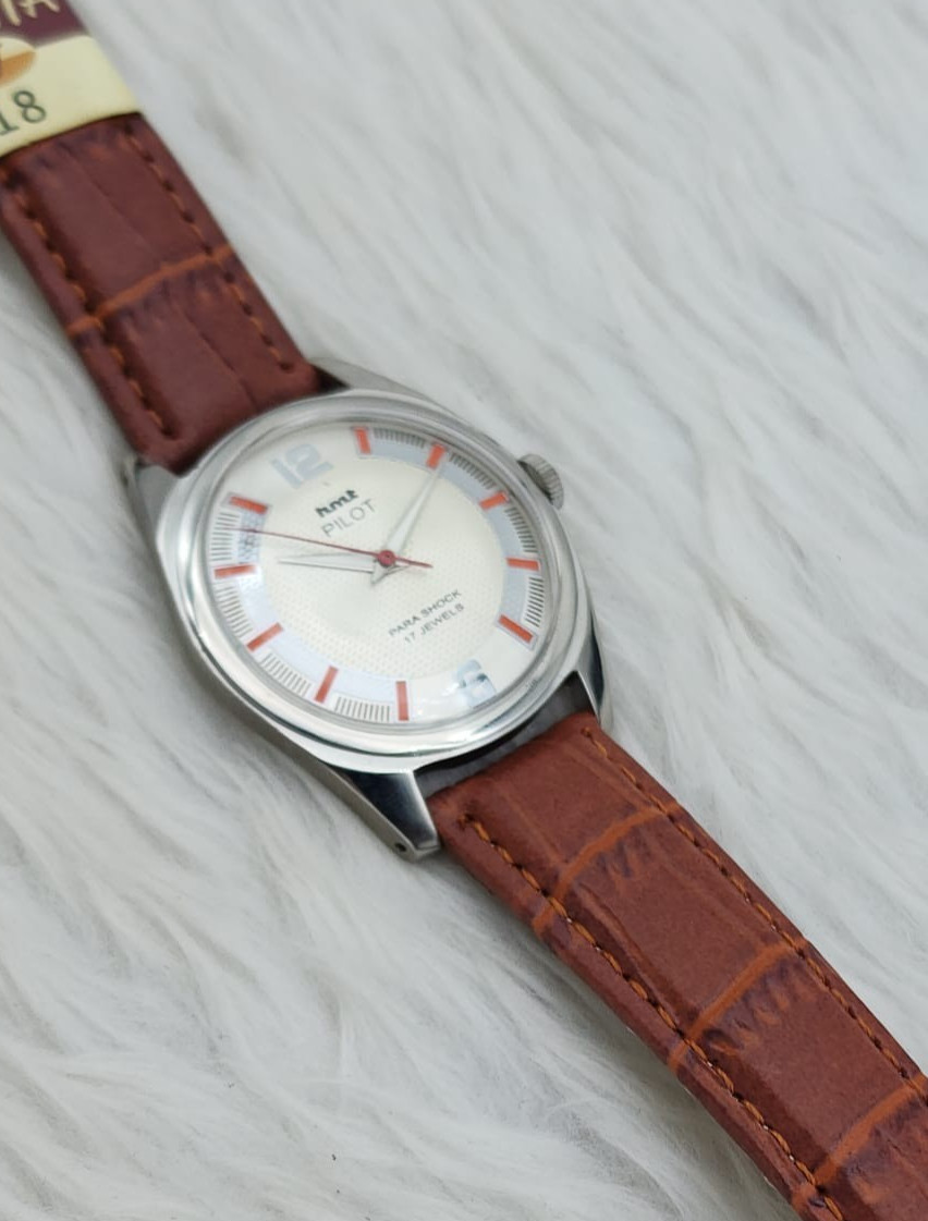 Vintage HMT Pilot Cream Dial 17 Jewels Mechanical Hand Winding Watch