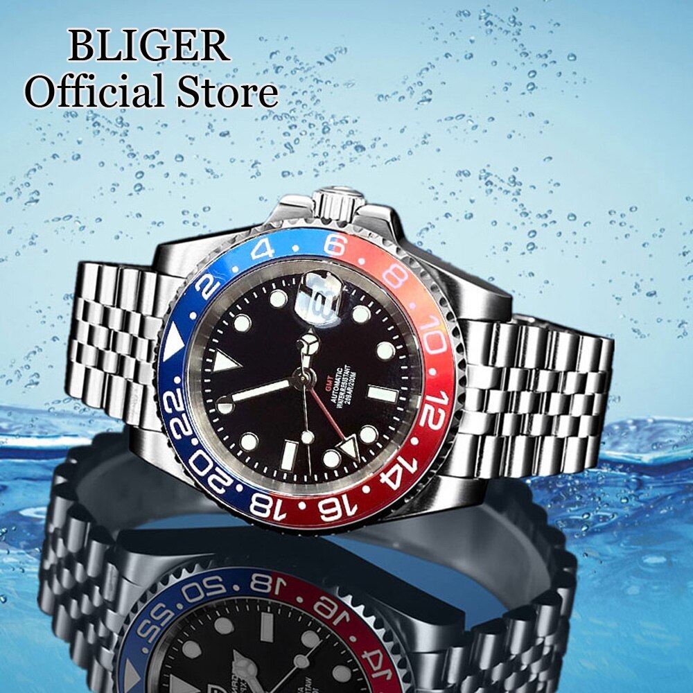 40mm NH34A 200M Waterproof Sapphire Glass NH34 GMT Automatic Diver Watch Purple
