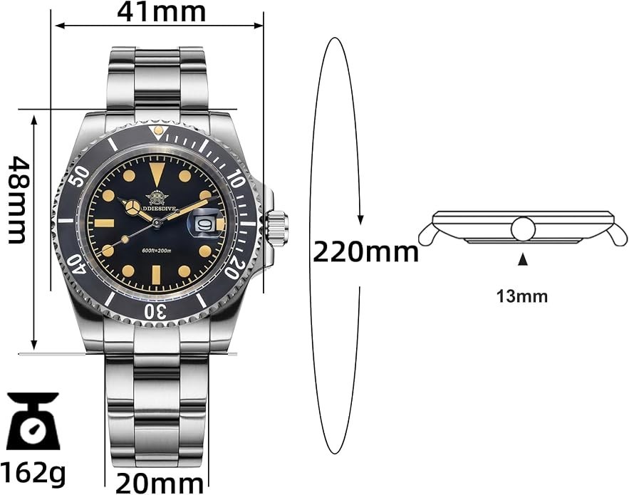 41MM ADDIESDIVE Quartz Mens Watch Diver 200M Waterproof Luminous Stainless NEW