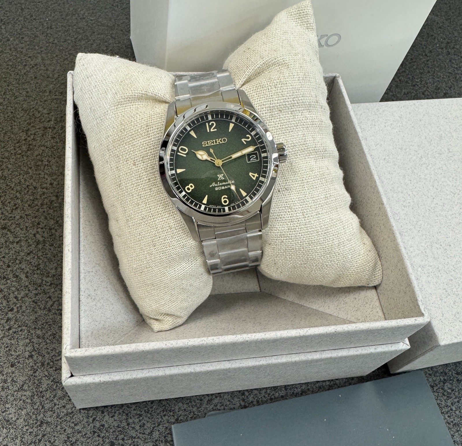 New Seiko Prospex Alpanist Stainless Steel Green Dial Men’s Watch SPB155J1 New