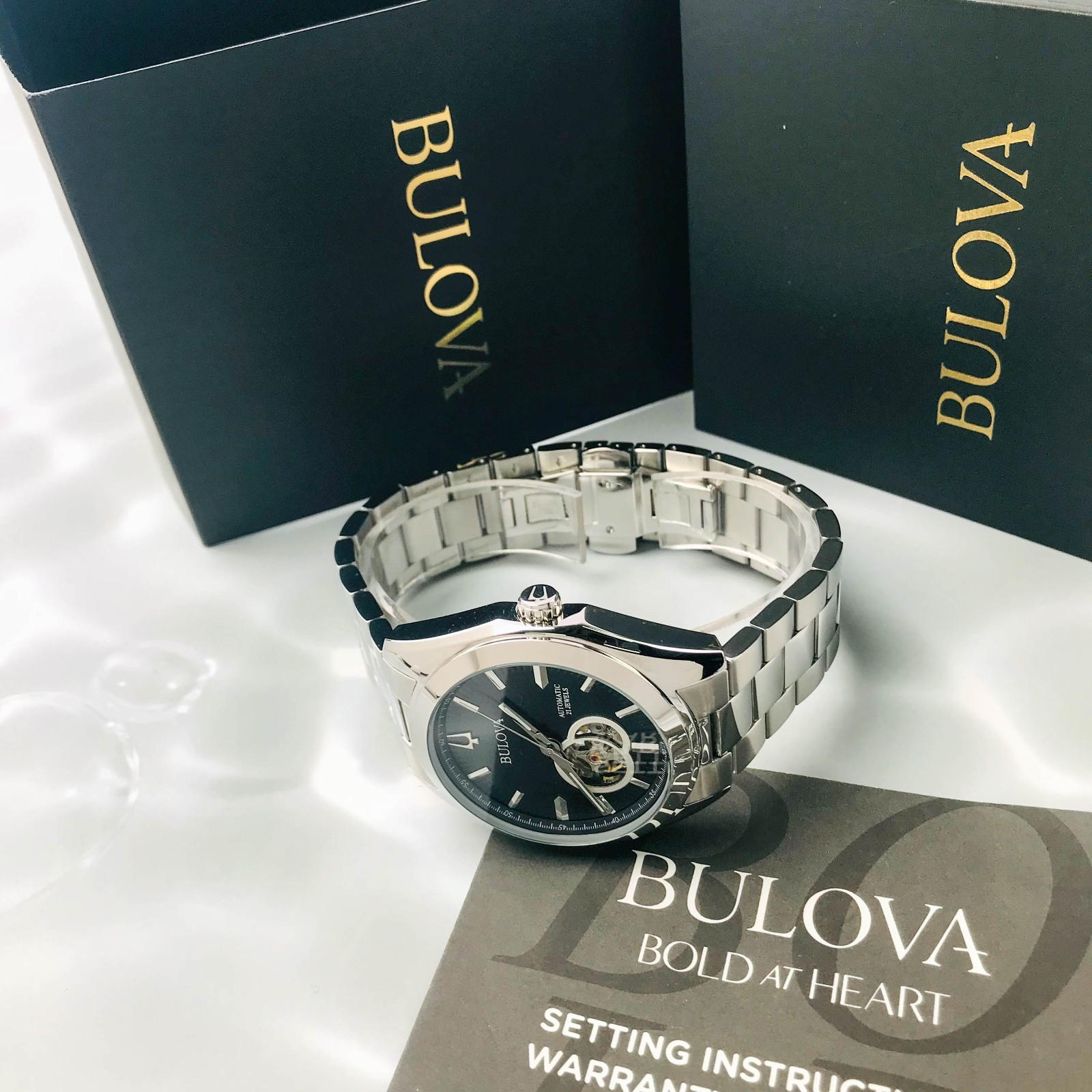 Bulova Surveyor 96A270 Automatic Men’s Watch with Open Heart Black Dial 42mm
