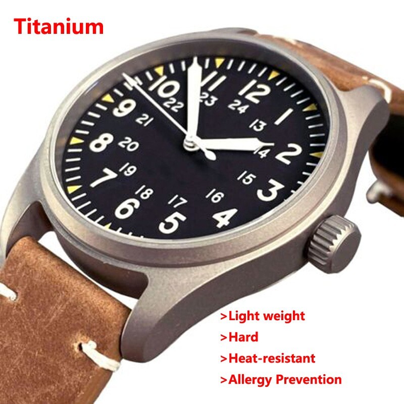 Titanium 39mm Tandorio NH35 20ATM Diver Sapphire Glass Black Automatic Men Watch
