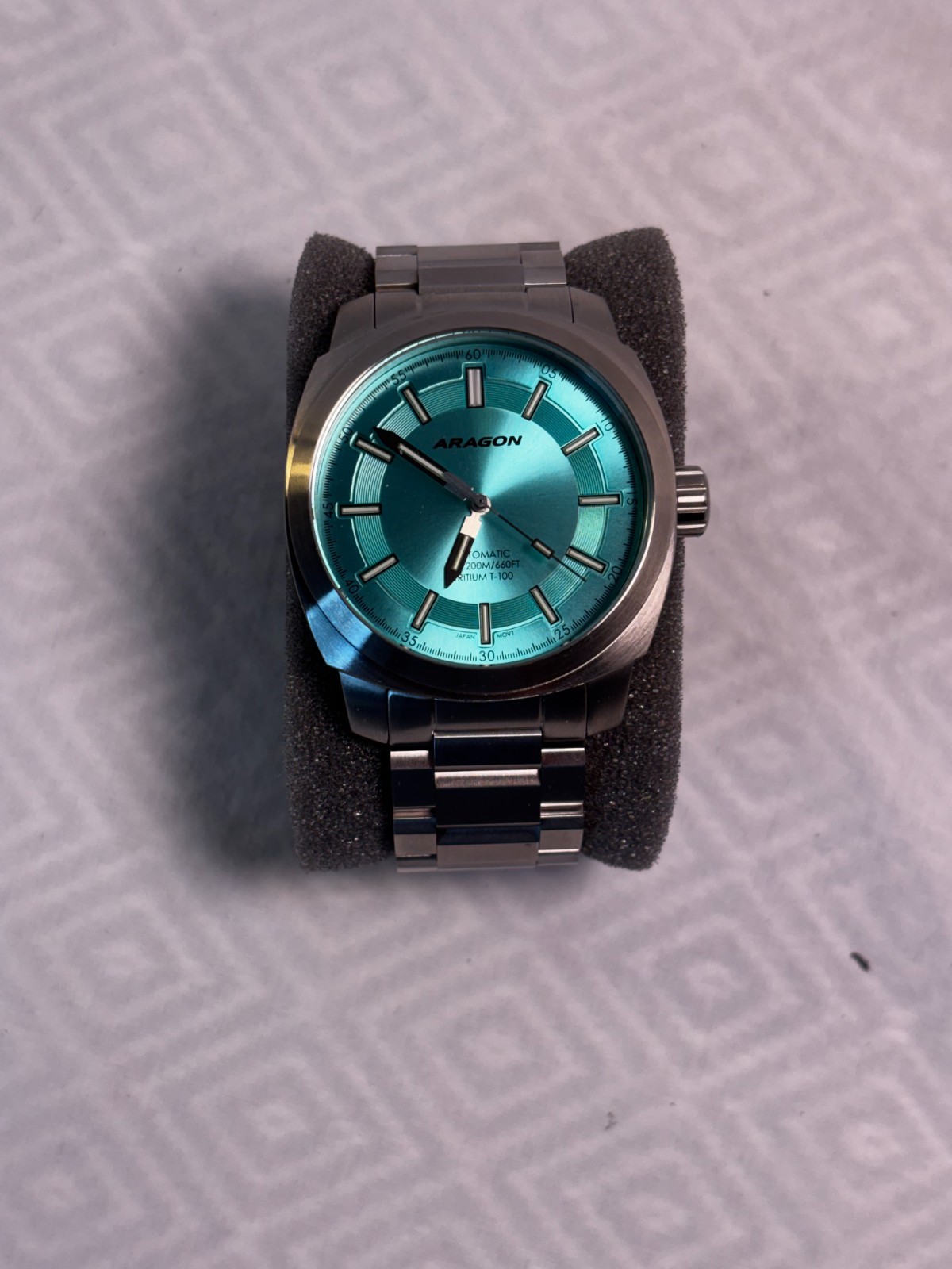 Aragon Parma T-100 Tritium Automatic Watch 200M Mint Aqua Teal Dial