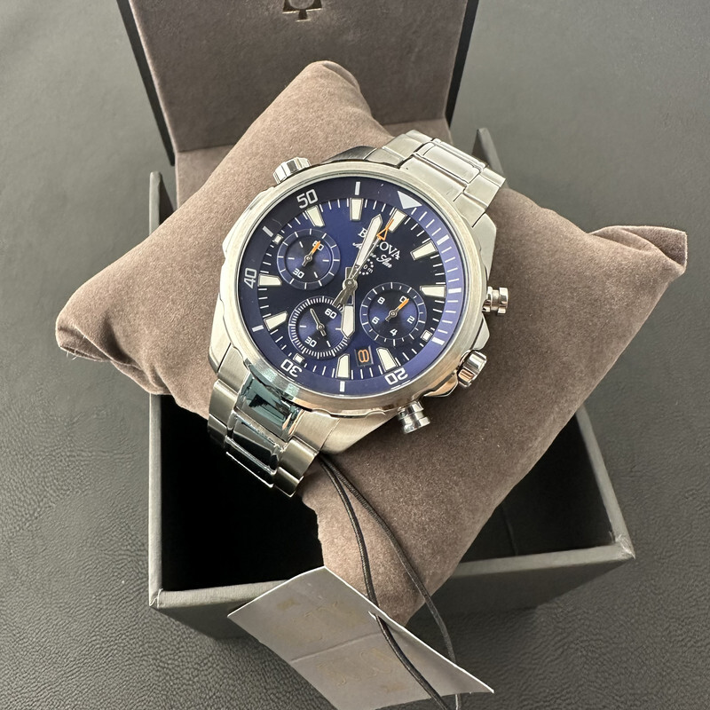 Bulova Marine Star/96B256 Chronograph Blue Dial 6S20/Swiss Quartz Watch 43MM