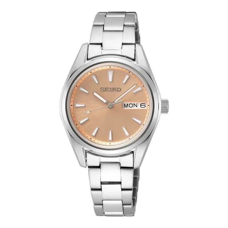 SEIKO Women Ladies SUR351P1 Orange Salmon Dial Quartz Stainless Steel