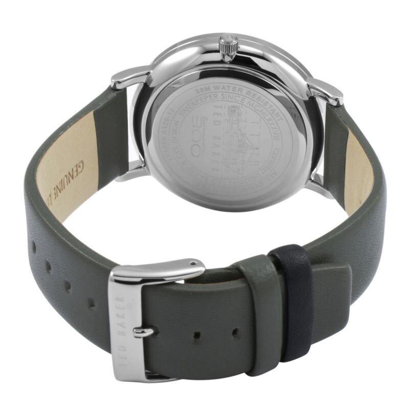 RARE Ted Baker Watch TE1093 Men’s Round Leather Strap Water Resistant 10009291