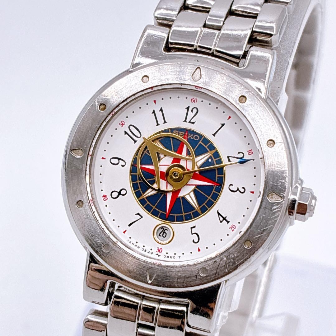 Seiko Levante Rose Compass Dial Vintage Quartz Wristwatch 3E29-0A60