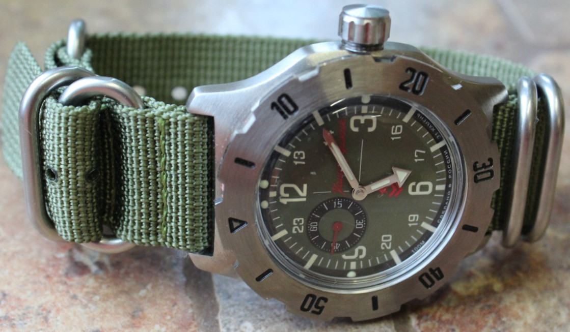 Vostok Komandirsky Diver Mechanical Auto Winding Wrist Watch 24 Hour K-35 350501