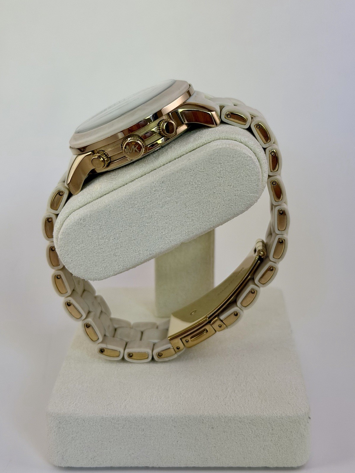 Michael Kors MK5145 White Ceramic Silicone Rose Gold Watch 38mm New Battery